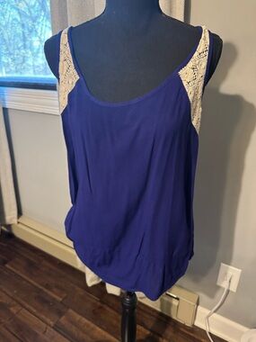 Mossimo Supply Co. Royal Blue Camisole with Cream Lace Straps